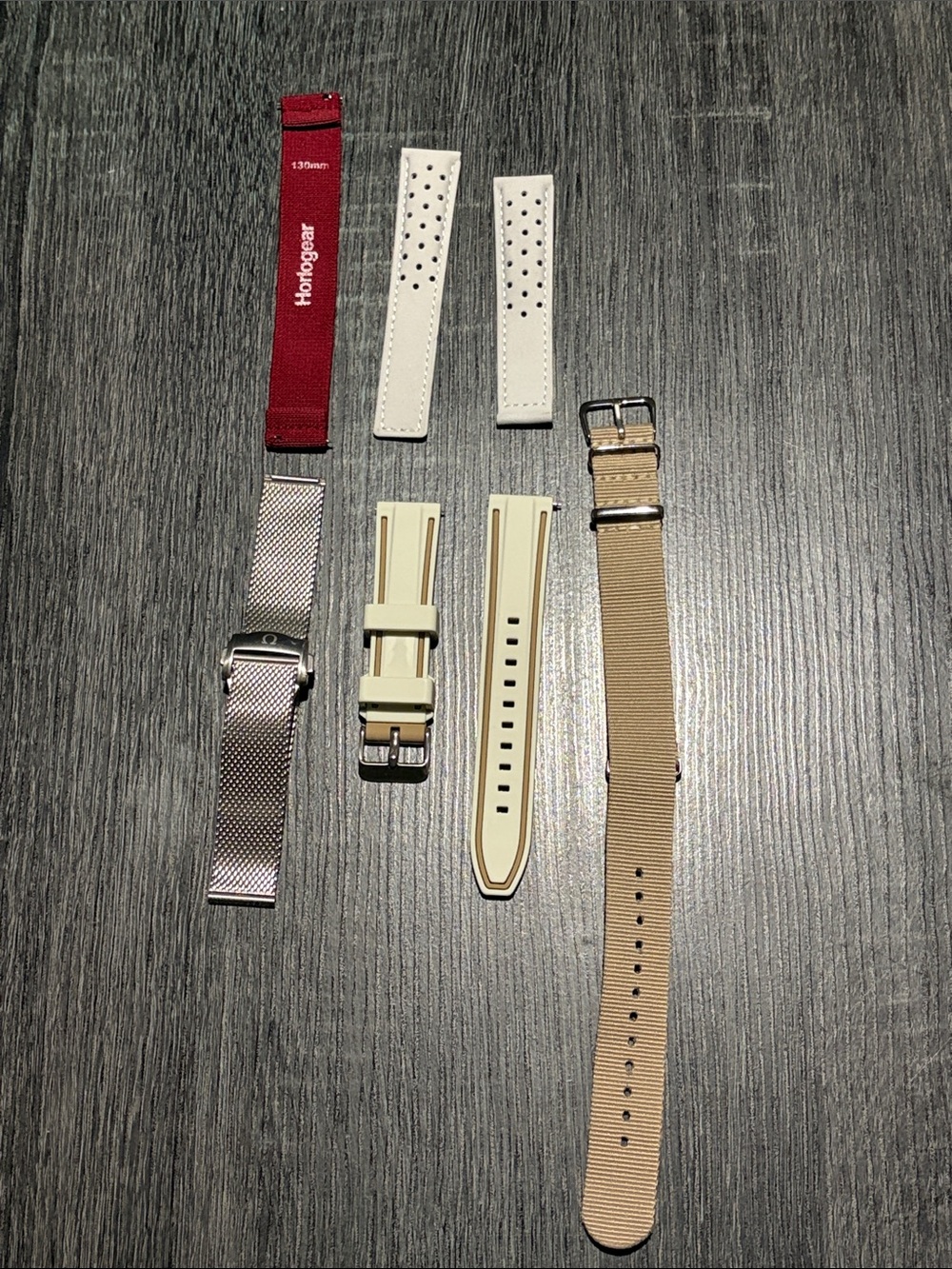 Interchangeable Watch Strap Lot - Cream, White, Beige, Silver, Red